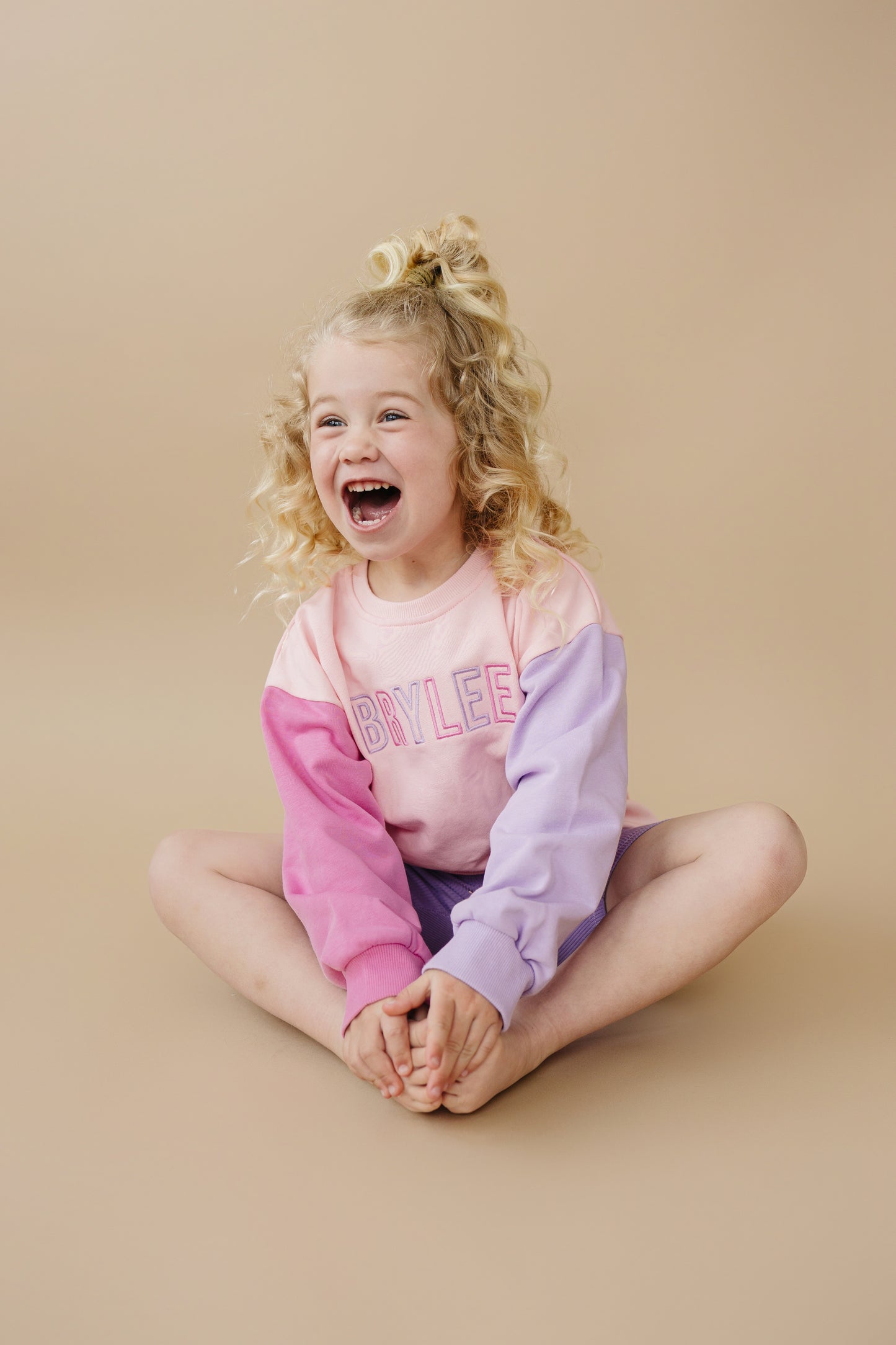 Custom Embroidered Colorblock Crewneck Sweatshirt or Bubble Romper