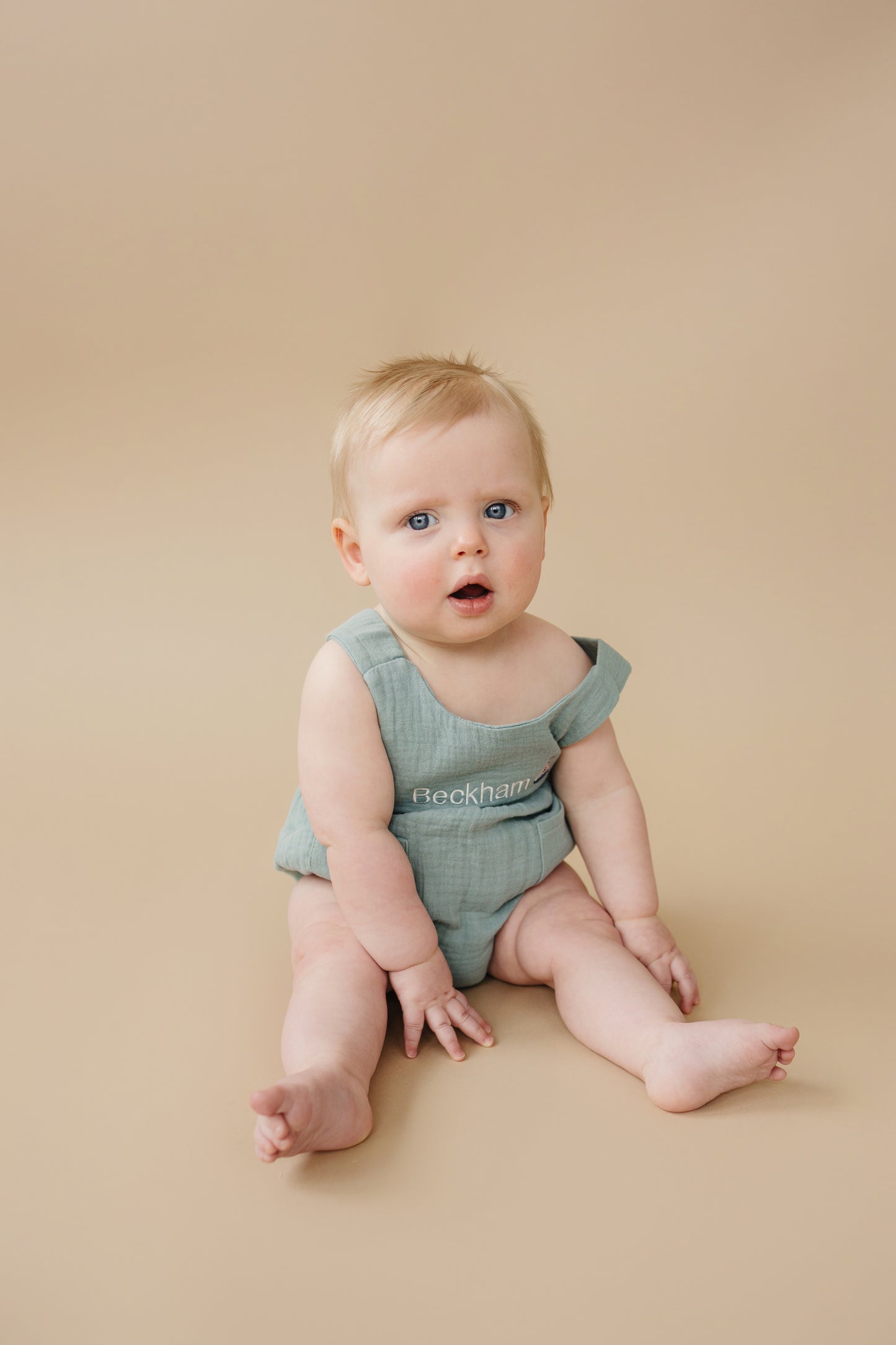 Custom Embroidered Organic Cotton Bubble Romper - more colors