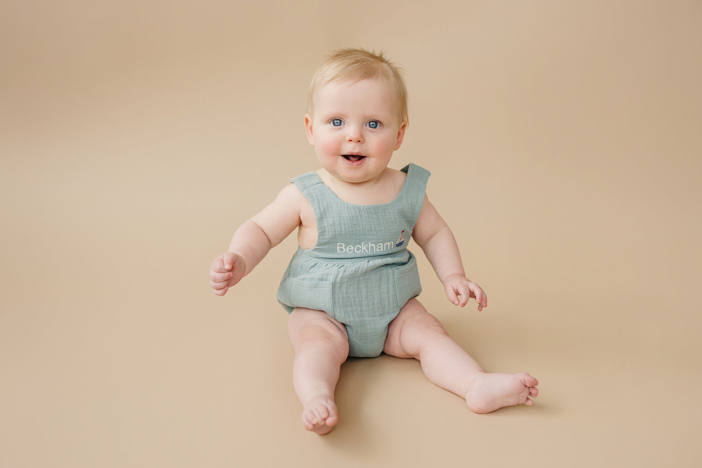 Custom Embroidered Organic Cotton Bubble Romper - more colors
