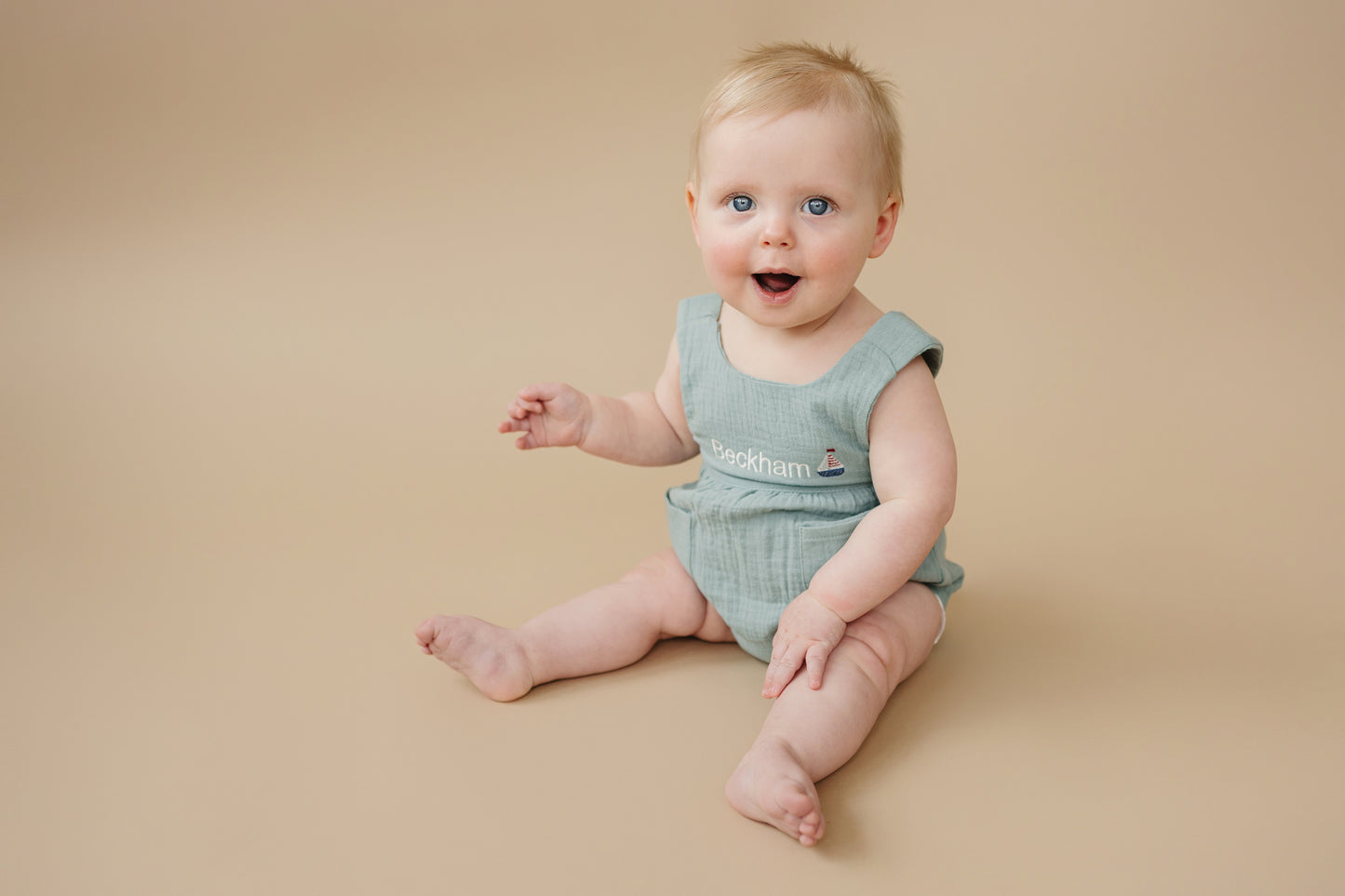 Custom Embroidered Organic Cotton Bubble Romper - more colors
