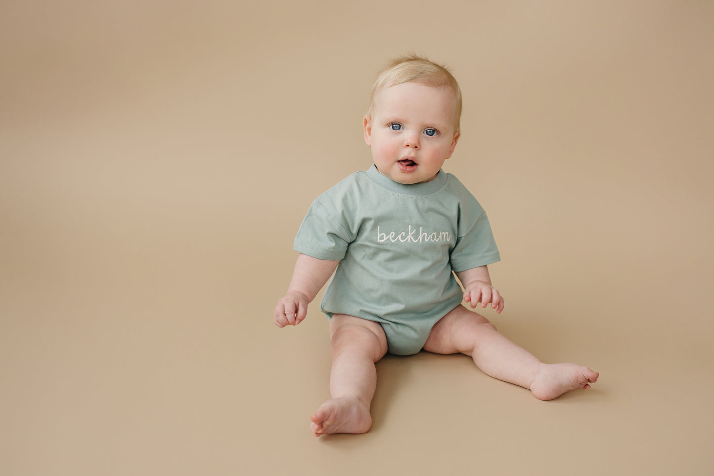 Custom Embroidered Organic Cotton Oversized T-Shirt Romper or Tee - more colors