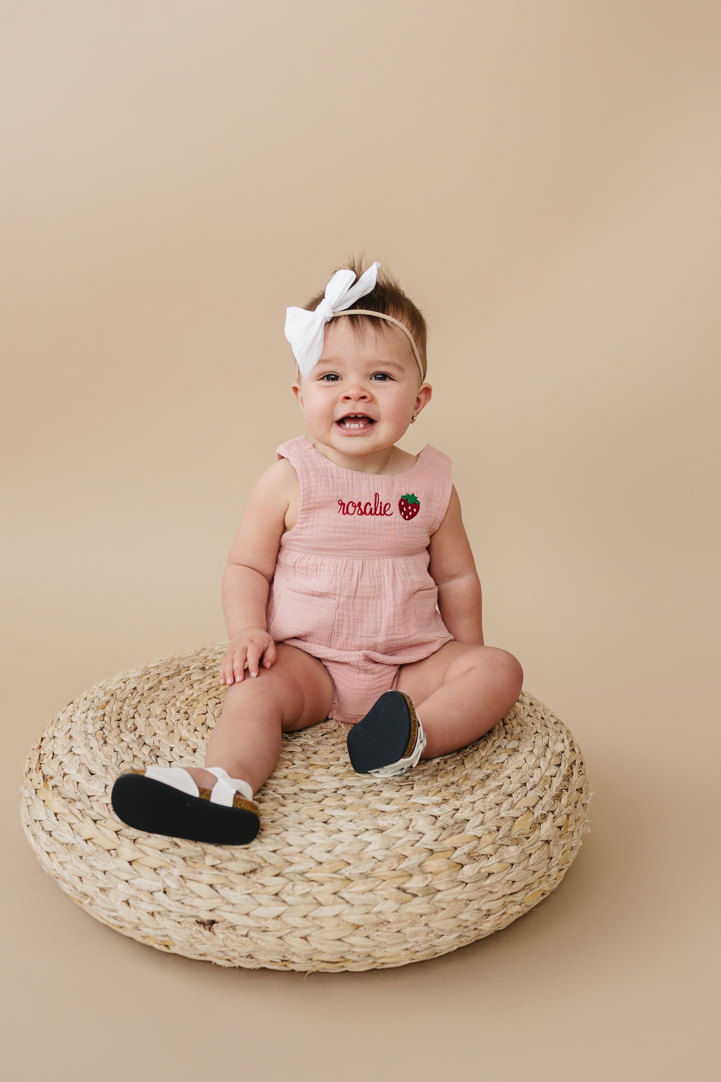 Custom Embroidered Organic Cotton Bubble Romper - more colors