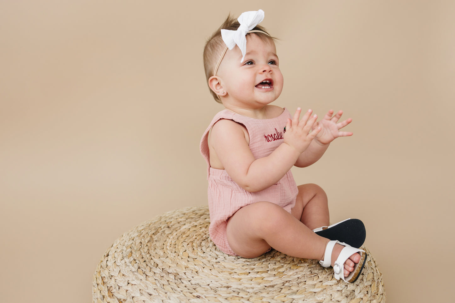 Custom Embroidered Organic Cotton Bubble Romper - more colors