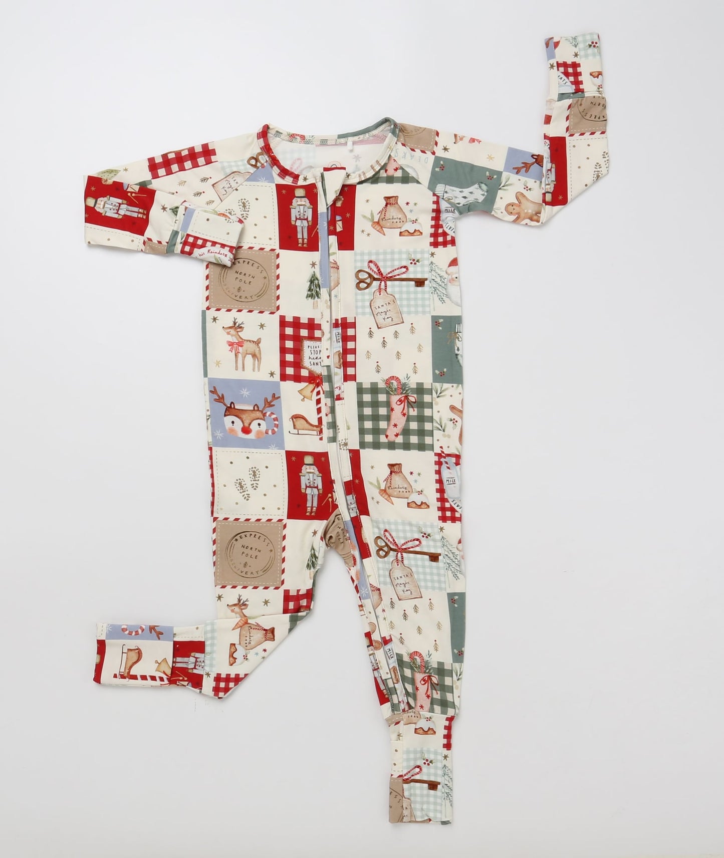 Christmas Patchwork Bamboo Pajamas - Zippy
