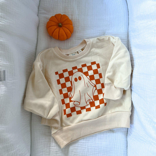Checkered Ghost Crewneck Sweatshirt - Little Joy Co.