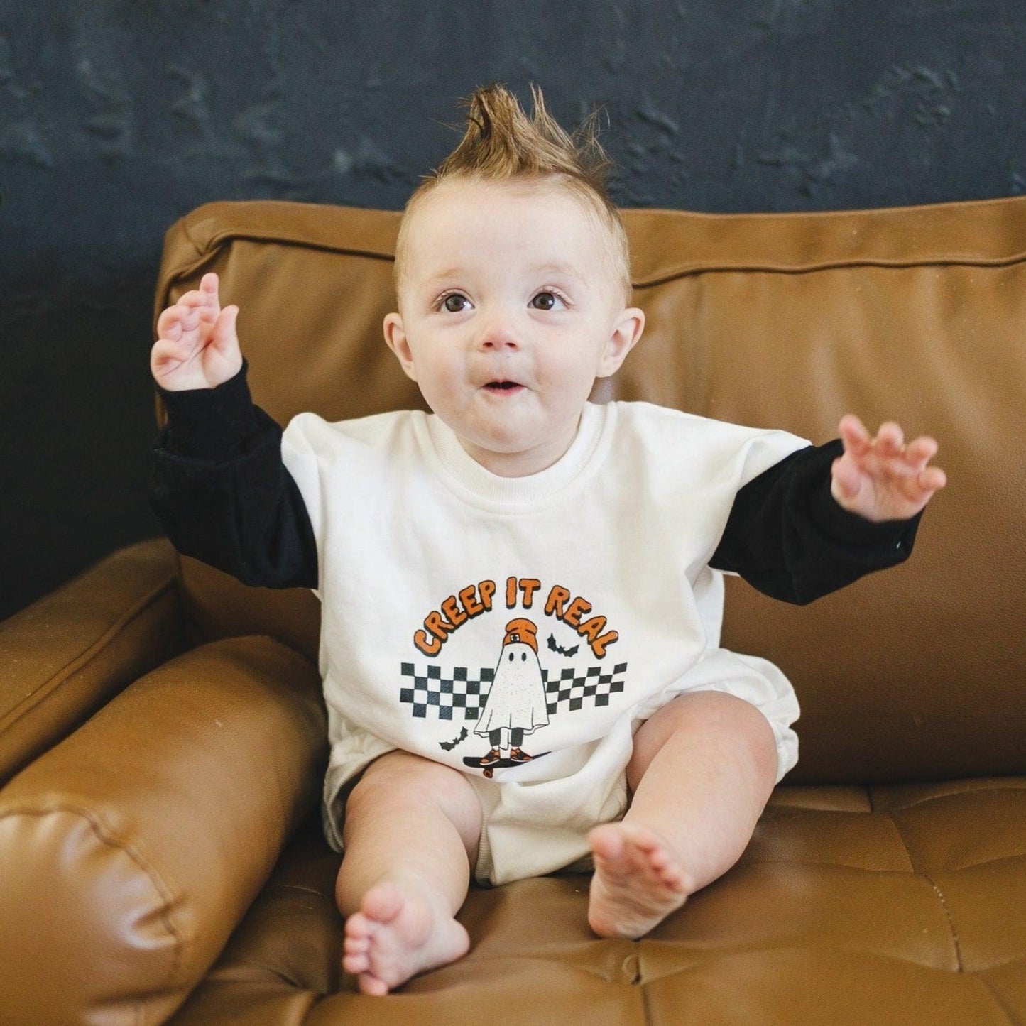 Creep It Real Halloween Sweatshirt Romper - Little Joy Co.