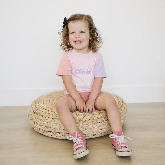 Custom Embroidered Colorblock Tee - Little Joy Co.