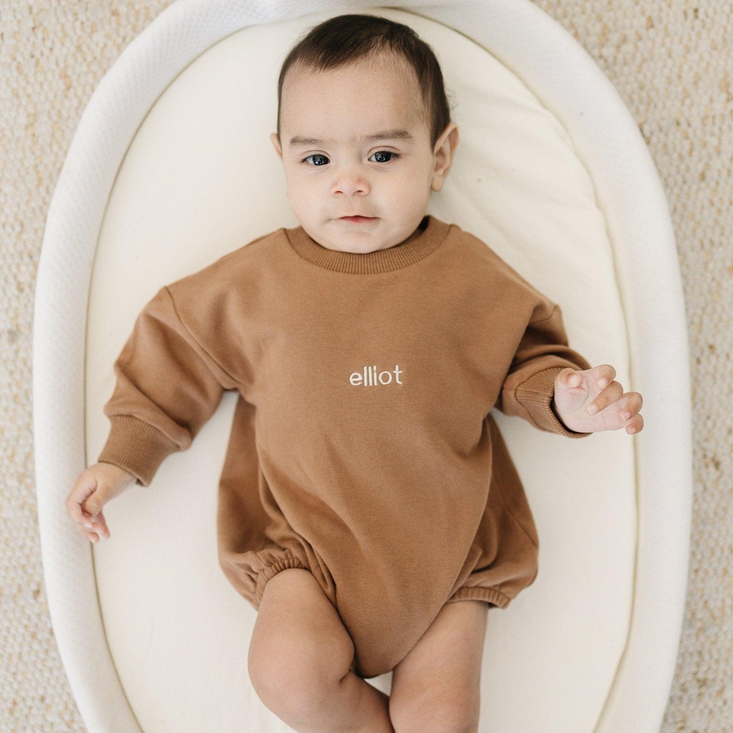 Custom Embroidered Organic Cotton Sweatshirt Romper - more colors