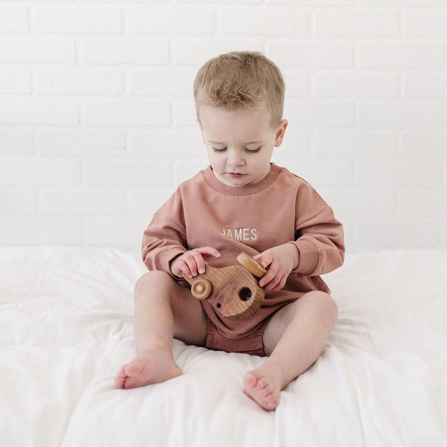 Custom Embroidered Organic Cotton Sweatshirt Romper - more colors