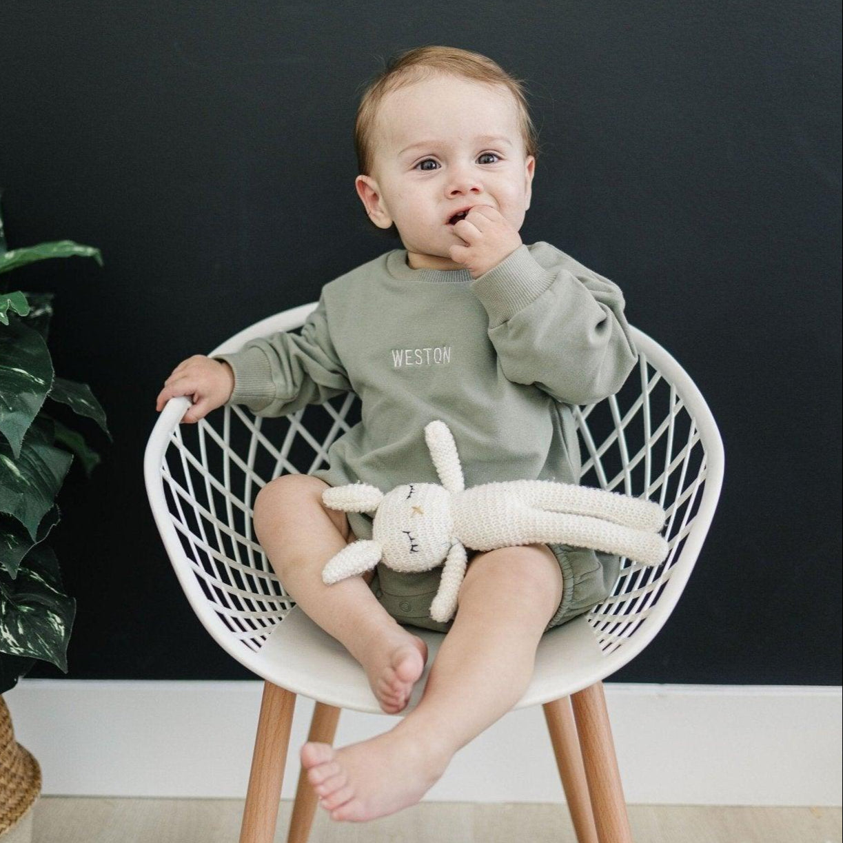 Custom Embroidered Organic Cotton Sweatshirt Romper - more colors