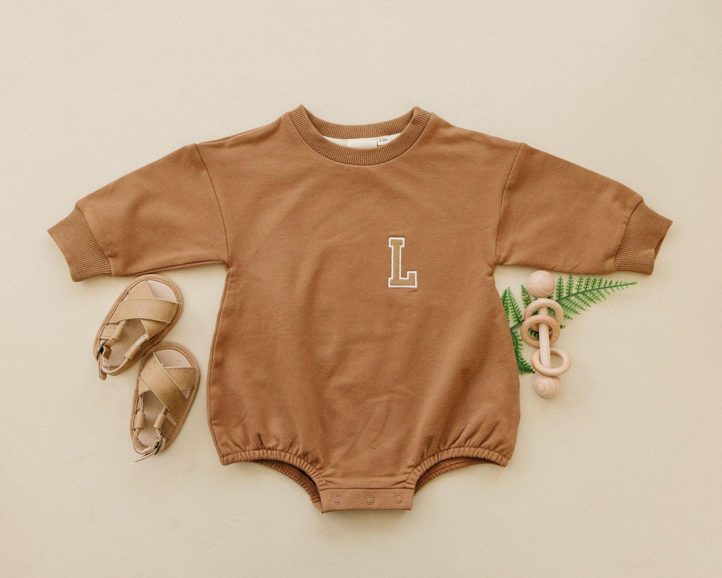 Custom Embroidered Organic Cotton Sweatshirt Romper - more colors