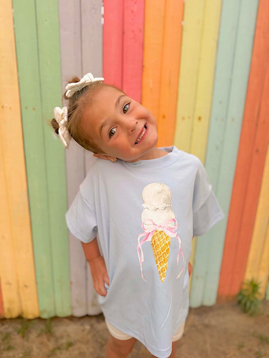 Coquette Ice Cream Cone Graphic Tee or Bubble Romper