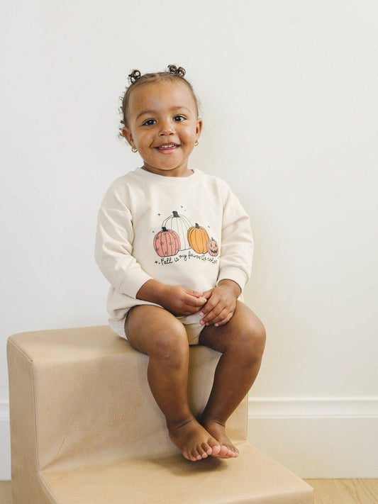 Fall Is My Favorite Color Organic Cotton Sweatshirt Romper - Little Joy Co.