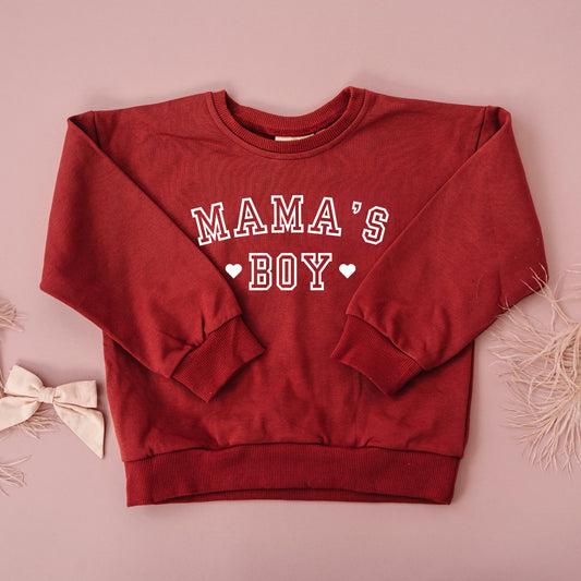 Valentine's Day Mama's Boy Crewneck Sweatshirt or Romper - Red or Cream