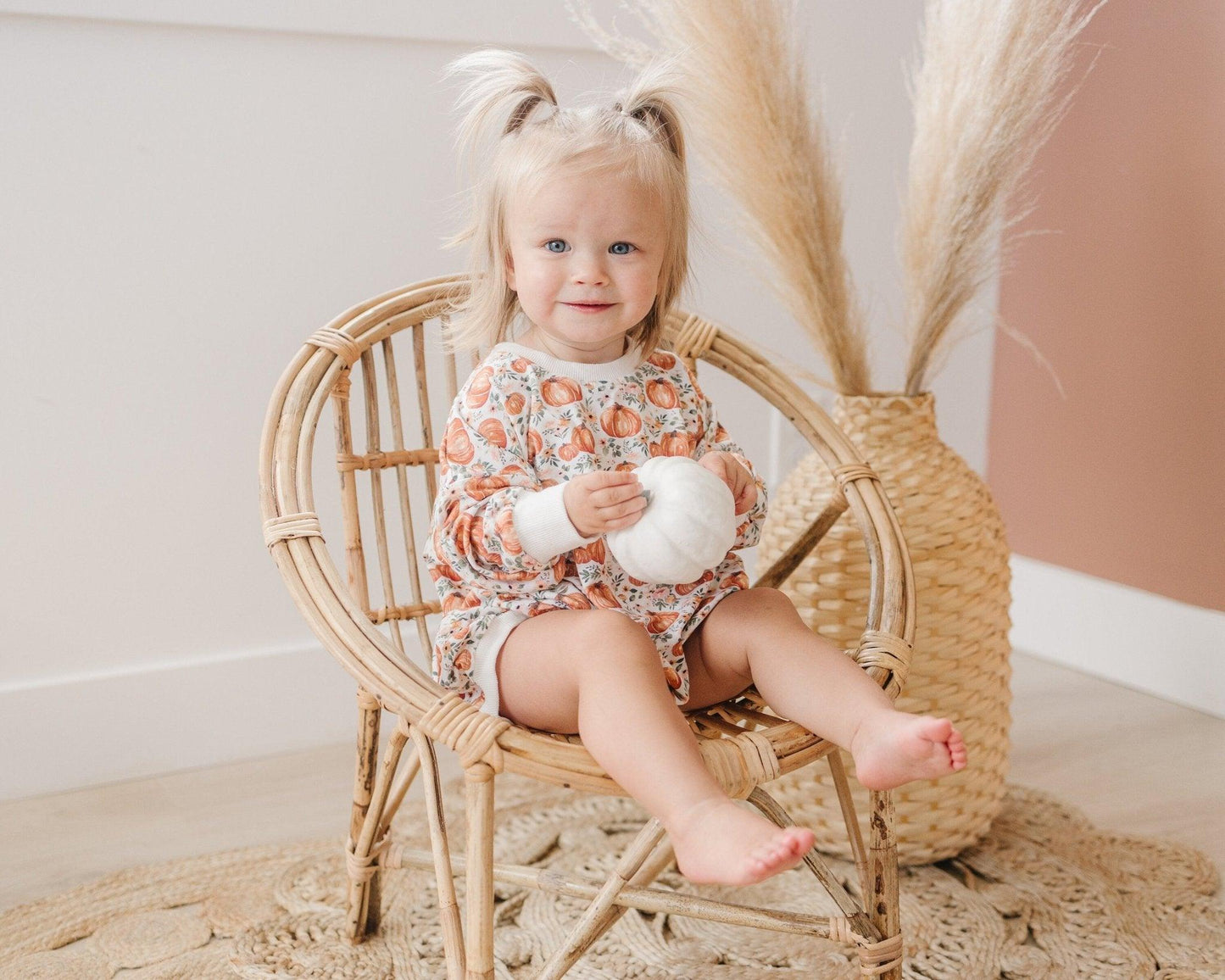 Floral Pumpkin Bamboo Bubble Romper - Little Joy Co.