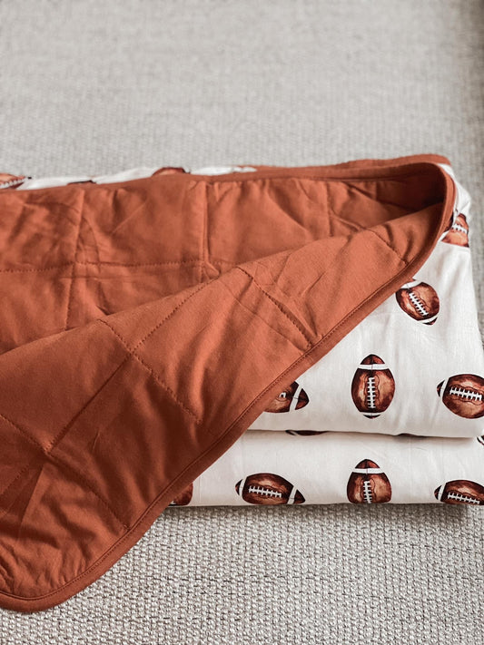 Football Print Quilted Bamboo Blanket - 1.0 Tog - Little Joy Co.