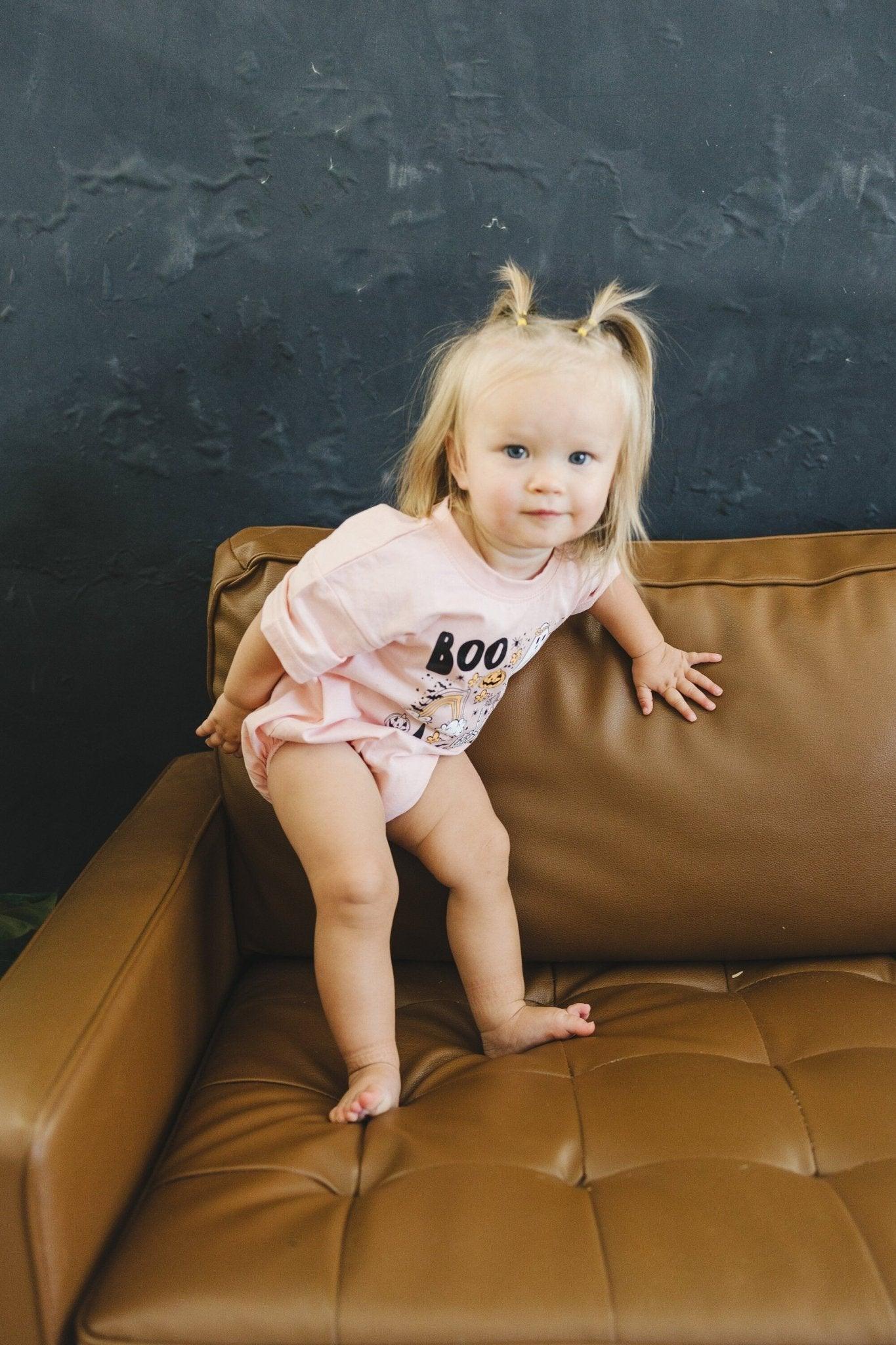 Halloween Print Organic Cotton T - Shirt Romper - Little Joy Co.