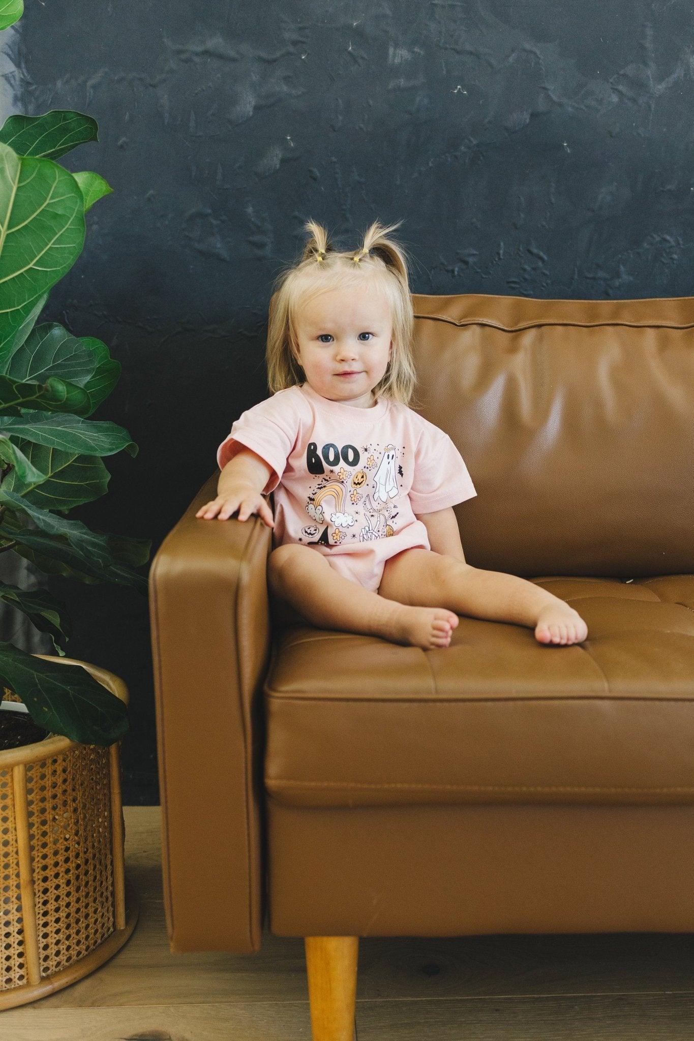 Halloween Print Organic Cotton T - Shirt Romper - Little Joy Co.