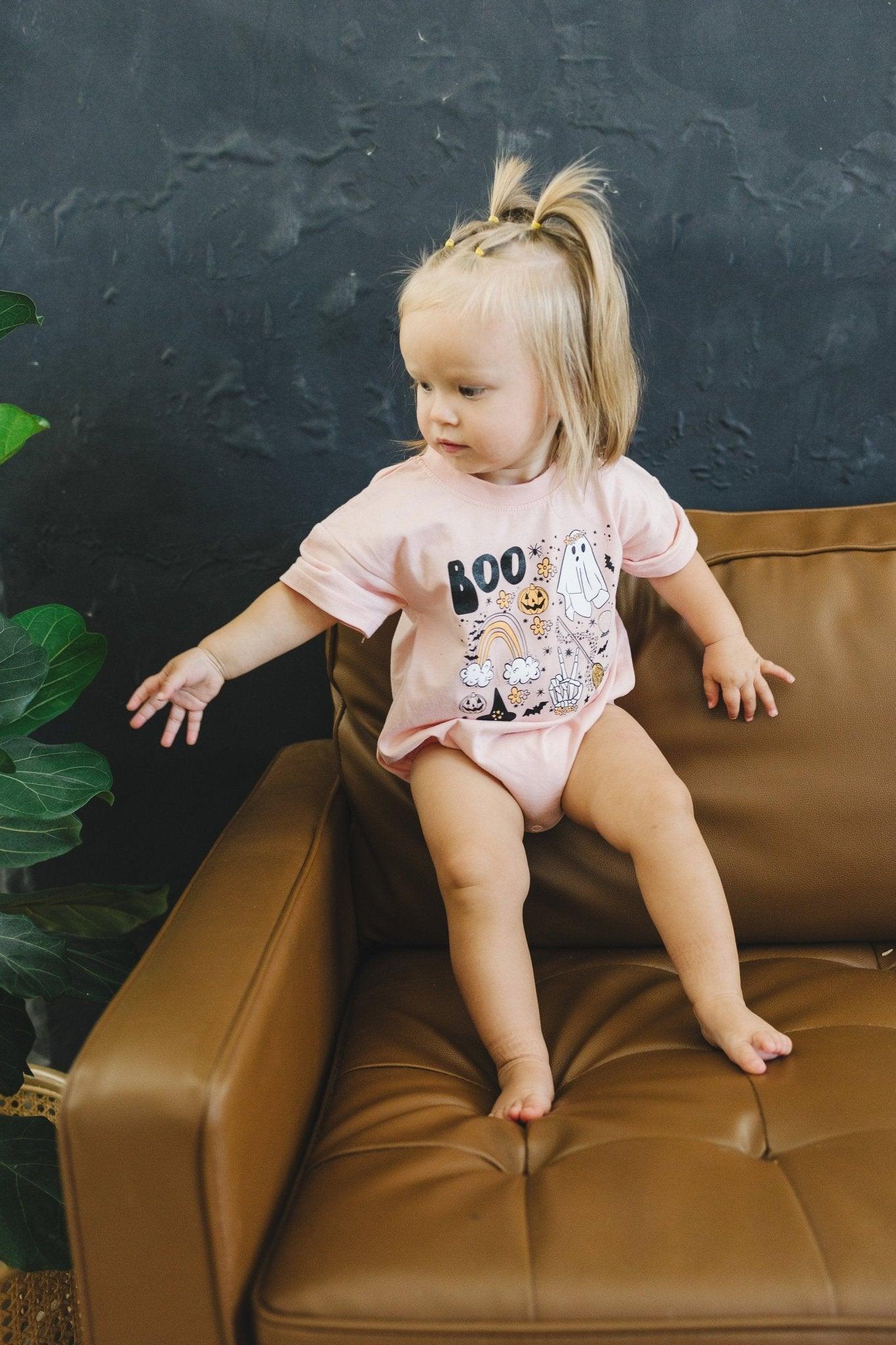 Halloween Print Organic Cotton T - Shirt Romper - Little Joy Co.