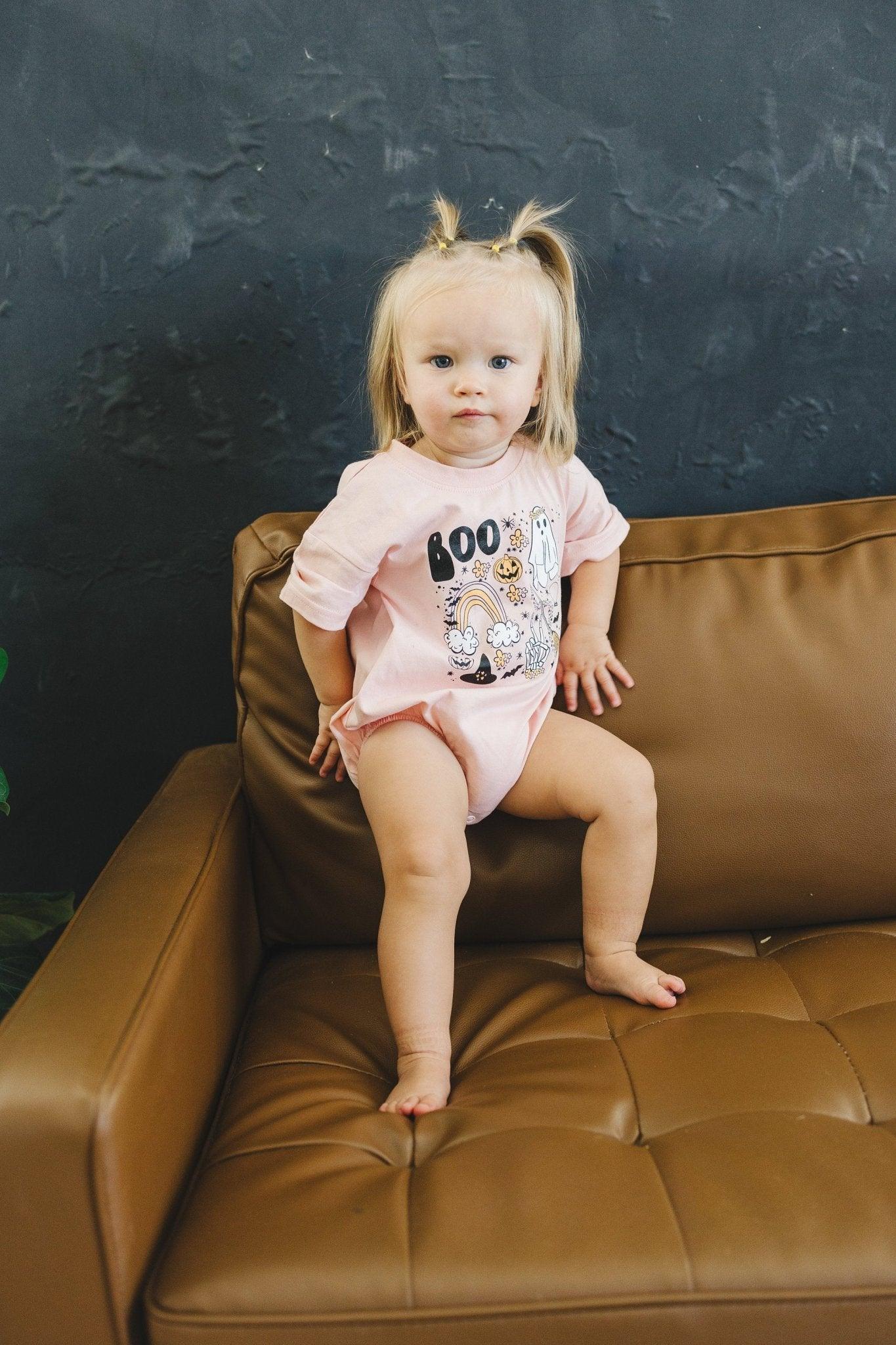 Halloween Print Organic Cotton T - Shirt Romper - Little Joy Co.