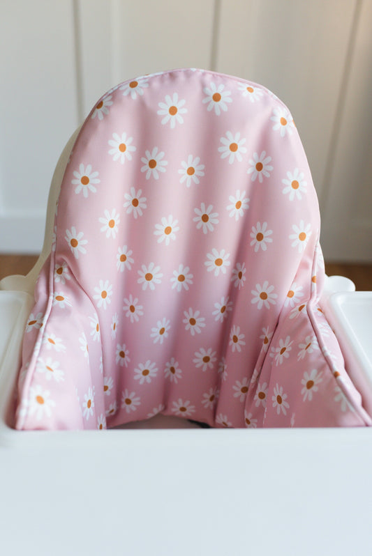 Pink Daisy Cushion Cover for the IKEA Antilop Highchair - Flower Wipeable IKEA Antilop Cushion Cover with Inflatable Cushion Insert - Girl
