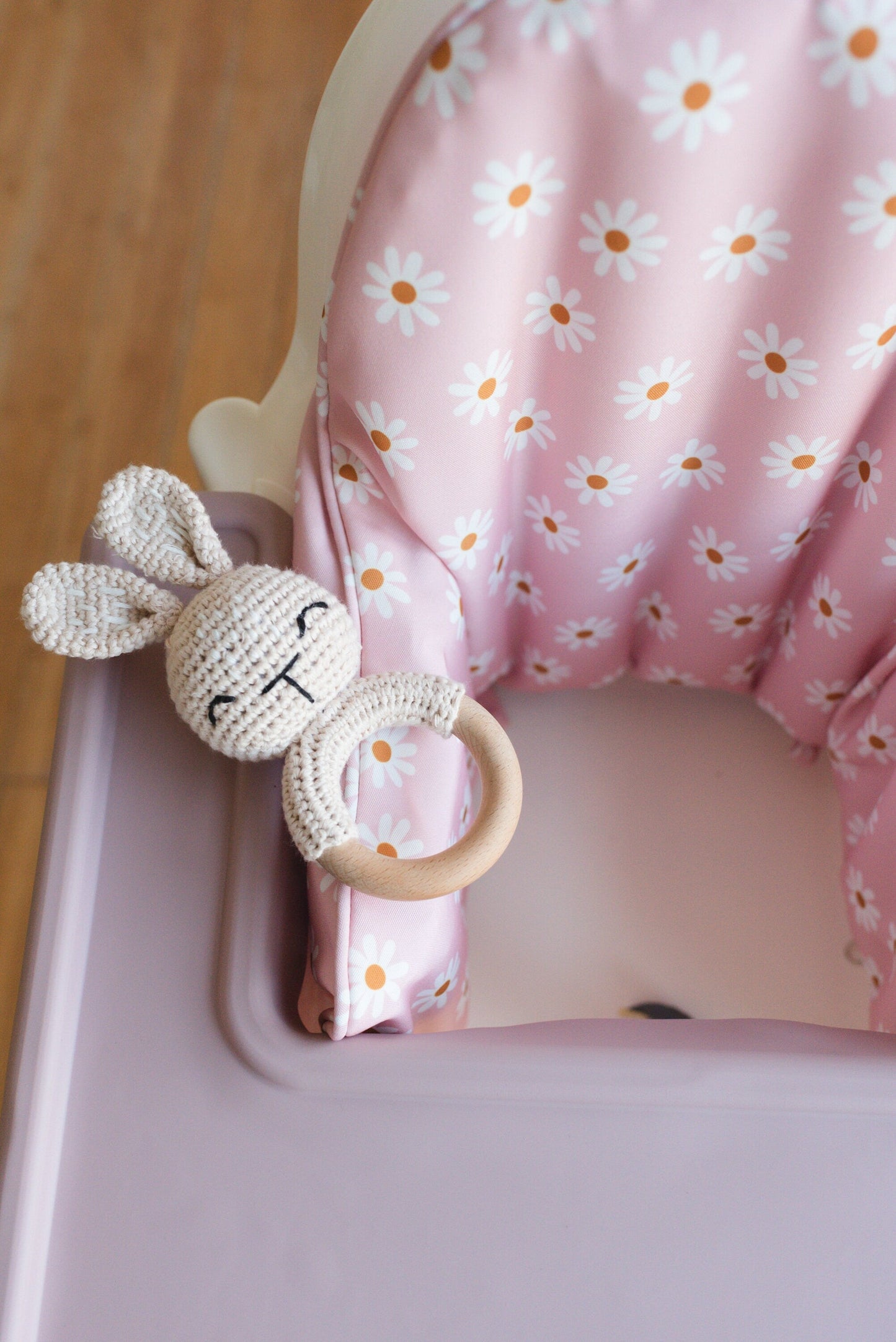 Pink Daisy Cushion Cover for the IKEA Antilop Highchair - Flower Wipeable IKEA Antilop Cushion Cover with Inflatable Cushion Insert - Girl