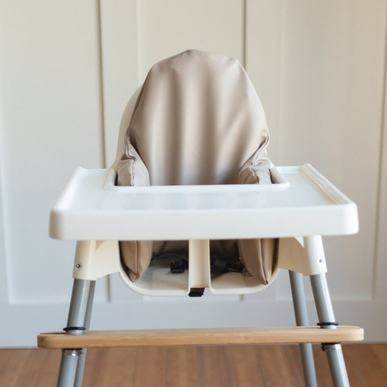Beige Vegan Leather Cushion Cover