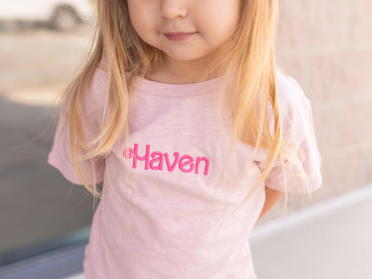 Custom Embroidered Organic Cotton Shorts Set - Pink