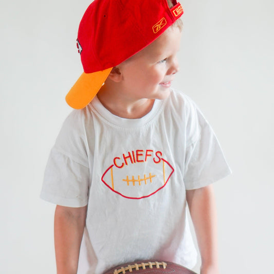 Custom Embroidered Organic Cotton T-Shirt Romper - Football Team Spirit - Custom Embroidered Oversized T-Shirt Romper - Personalized Touch