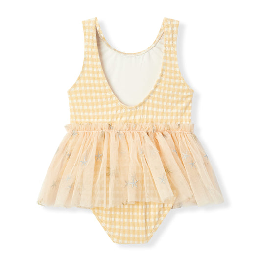 Yellow Gingham Ballet Skirt Swimsuit