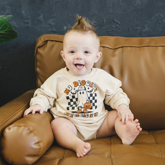 No Diggity Bout to Bag It Up Organic Cotton Oversized Sweatshirt Romper - Little Joy Co.