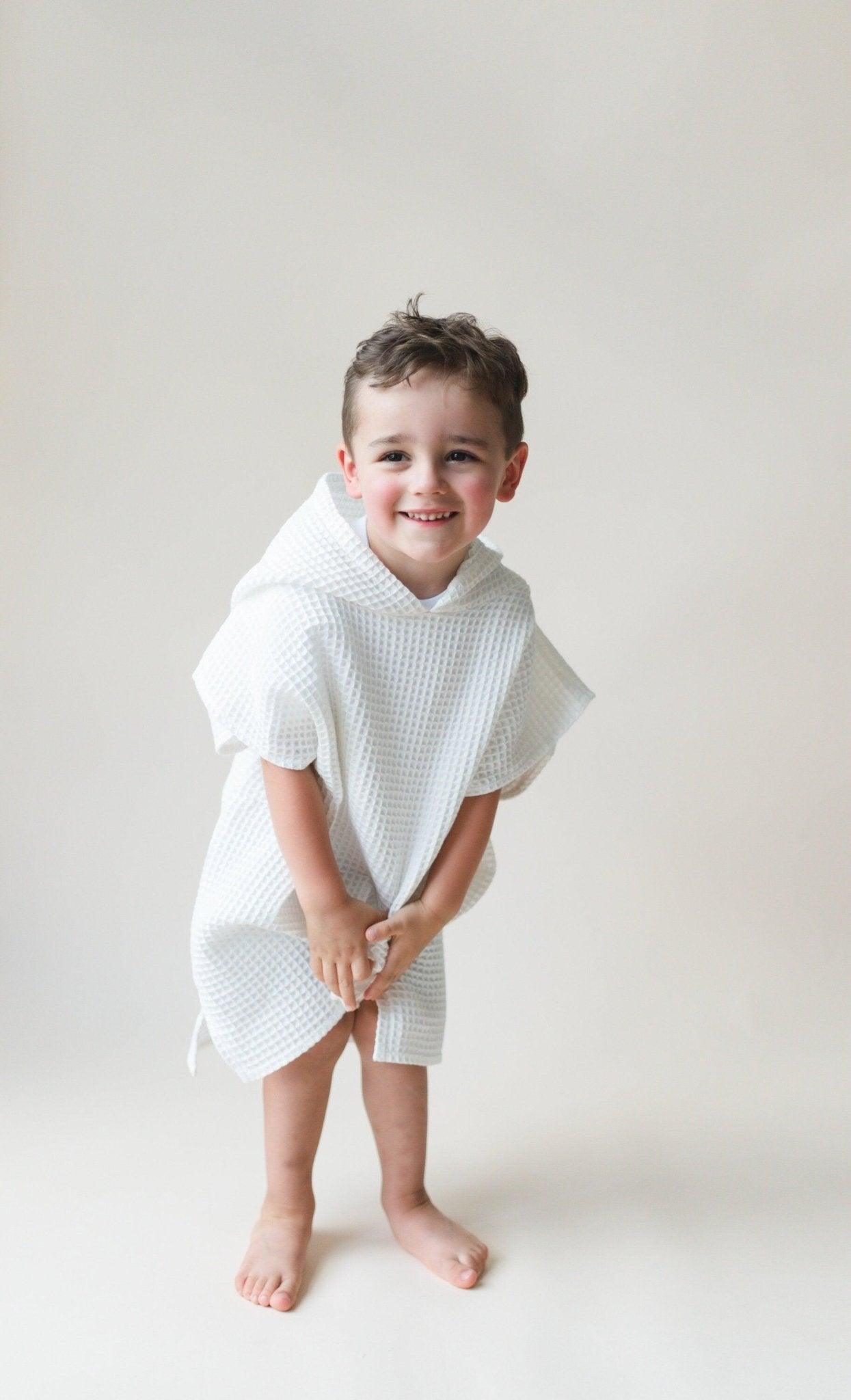 Organic Cotton Kids Waffle Beach Towel Poncho - more colors - Little Joy Co.
