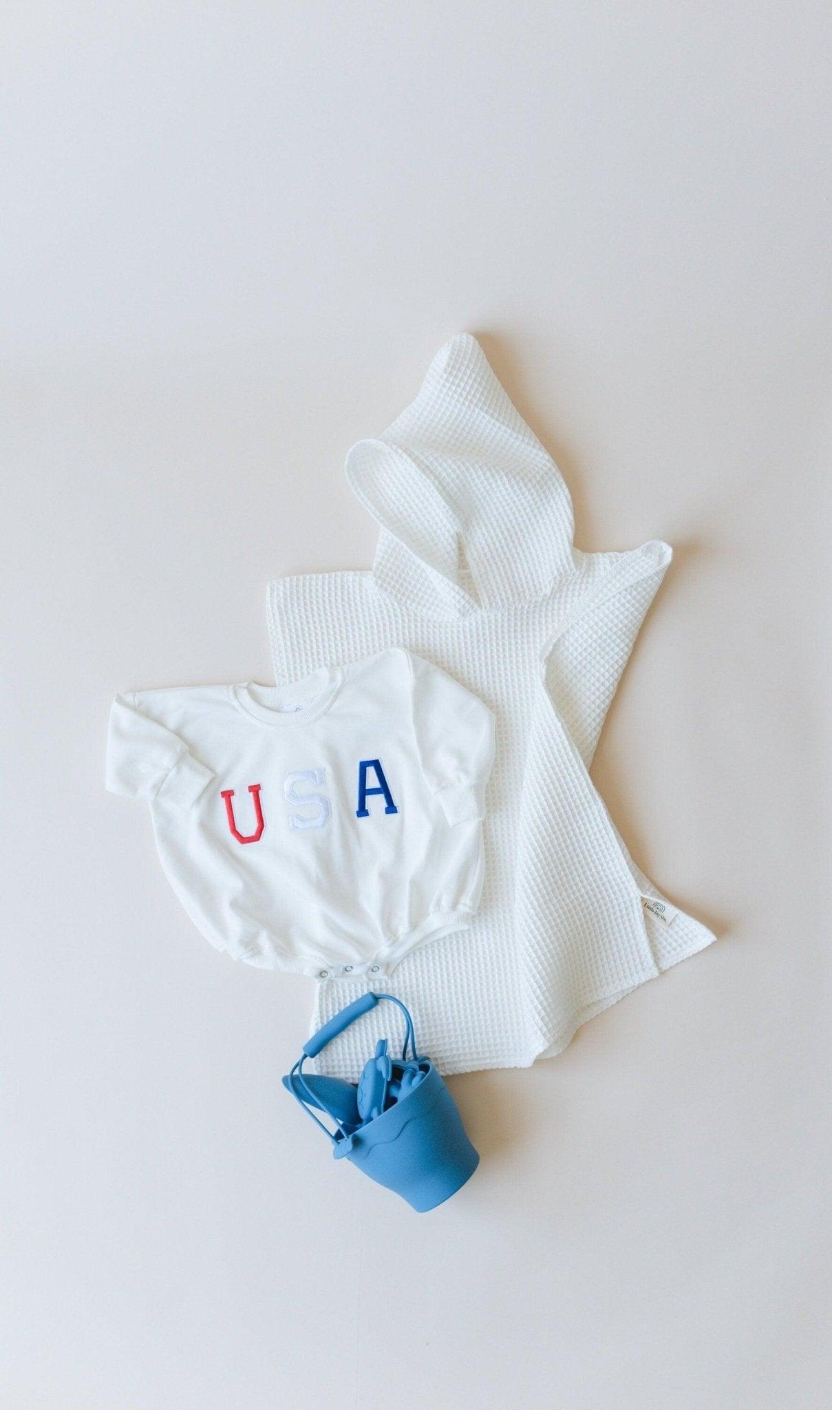 Organic Cotton Kids Waffle Beach Towel Poncho - more colors - Little Joy Co.