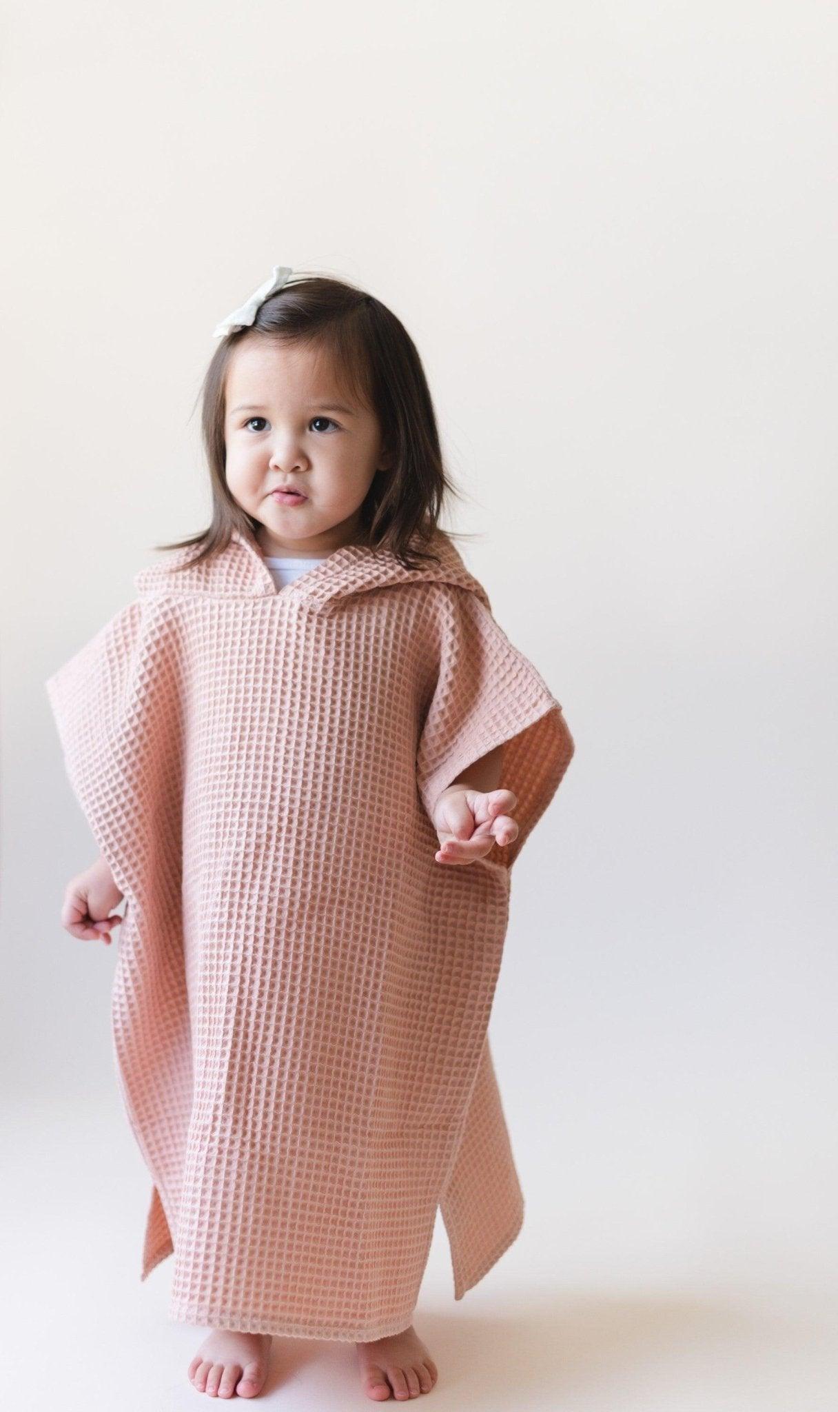 Organic Cotton Kids Waffle Beach Towel Poncho - more colors - Little Joy Co.