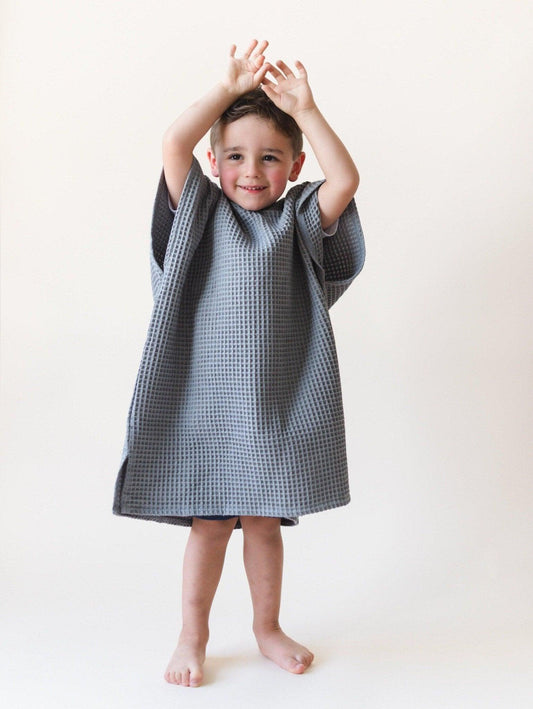 Organic Cotton Kids Waffle Beach Towel Poncho - more colors - Little Joy Co.