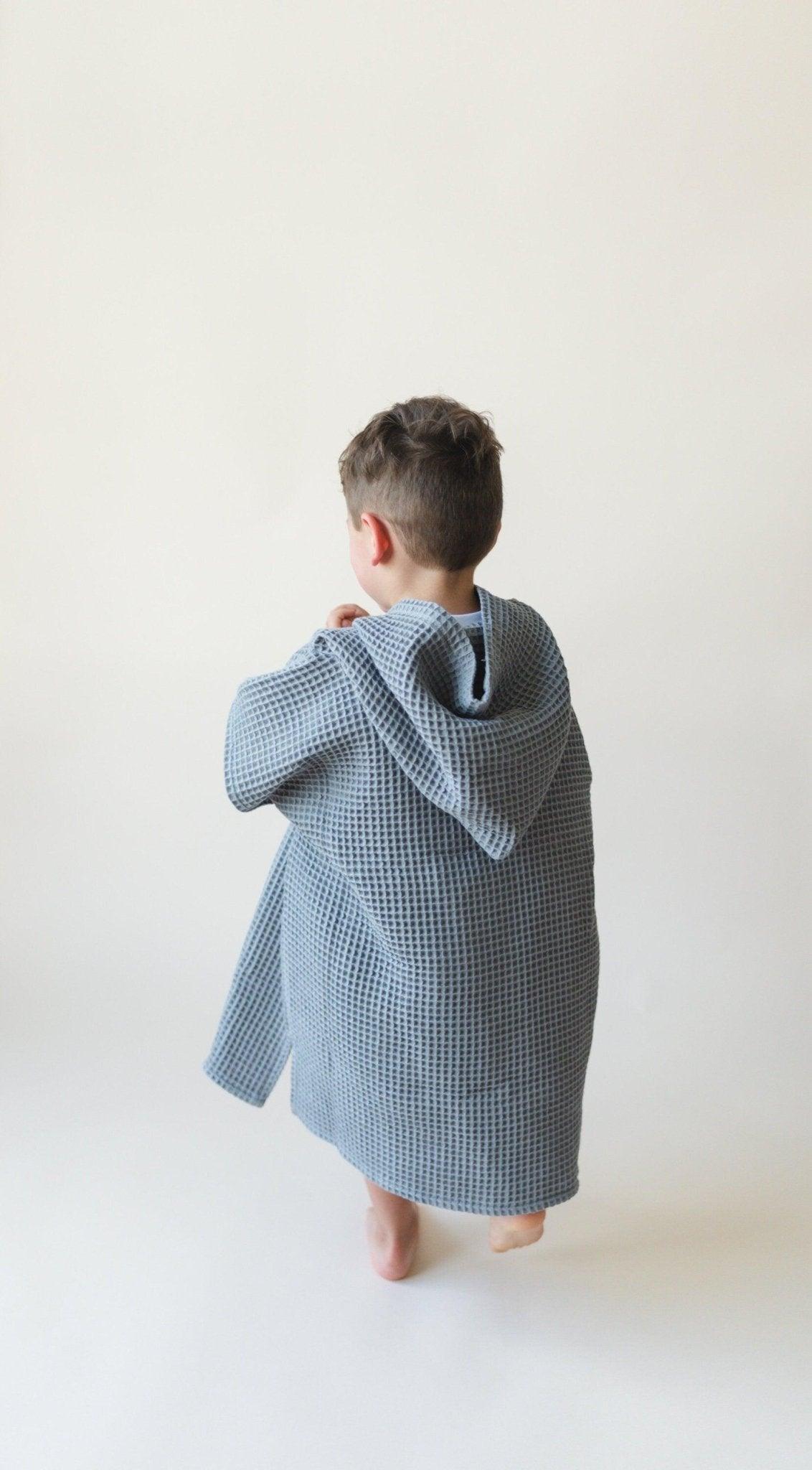 Organic Cotton Kids Waffle Beach Towel Poncho - more colors - Little Joy Co.