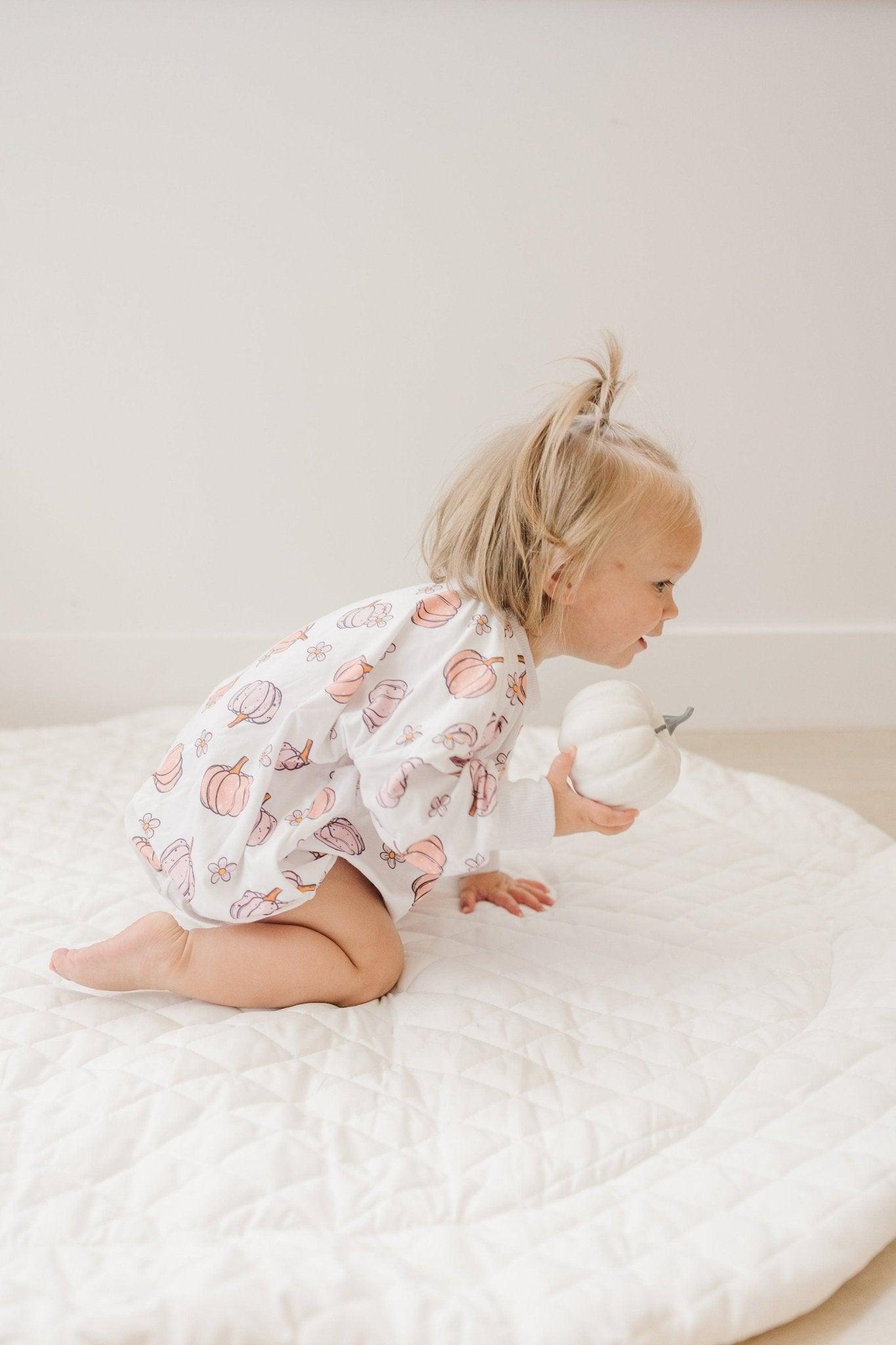 Pastel Pumpkins Bamboo Bubble Romper - Little Joy Co.