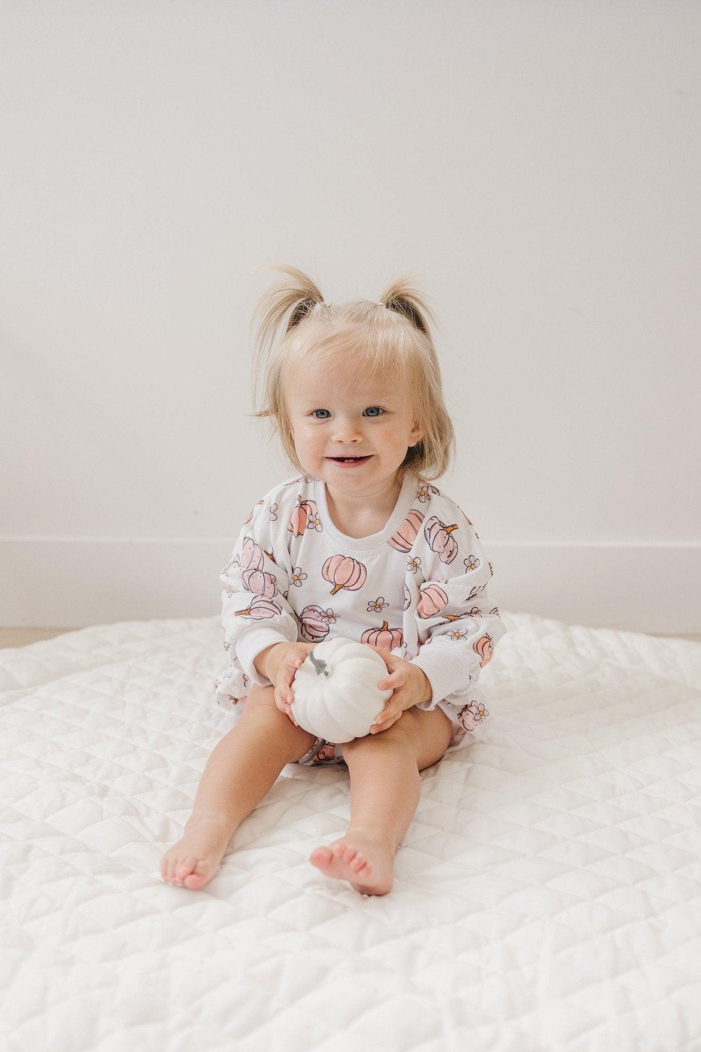 Pastel Pumpkins Bamboo Bubble Romper - Little Joy Co.