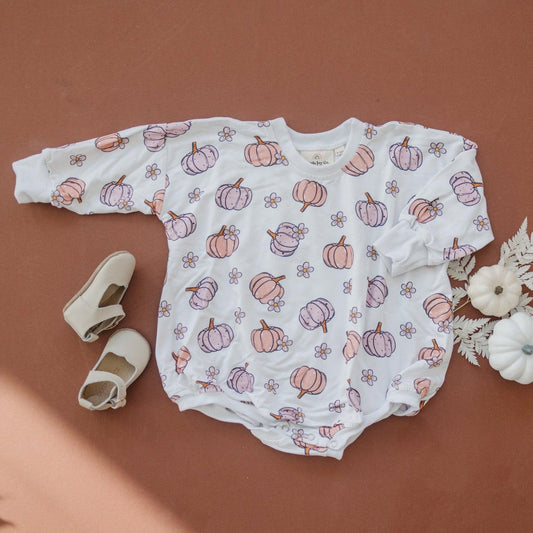 Pastel Pumpkins Bamboo Bubble Romper - Little Joy Co.