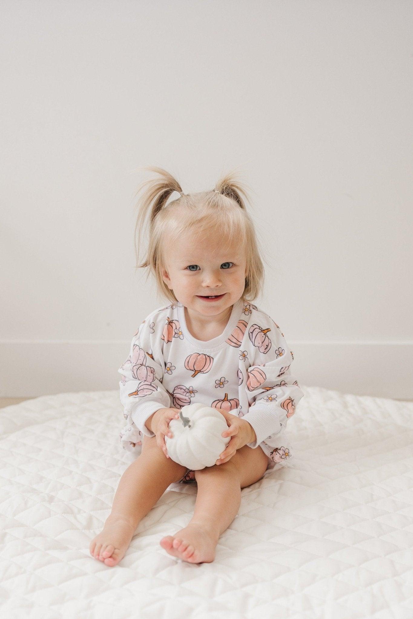 Pastel Pumpkins Bamboo Bubble Romper - Little Joy Co.