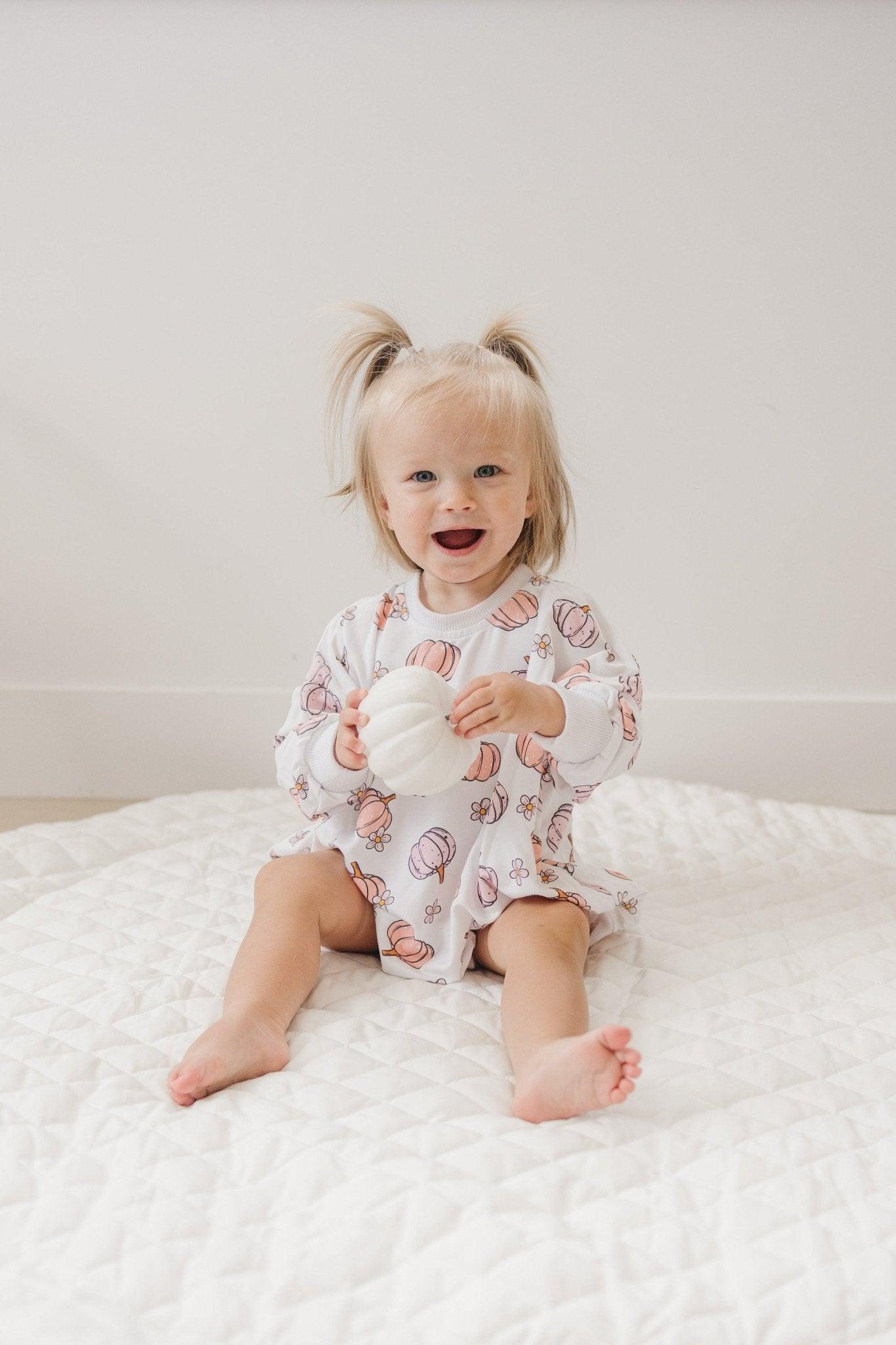 Pastel Pumpkins Bamboo Bubble Romper - Little Joy Co.