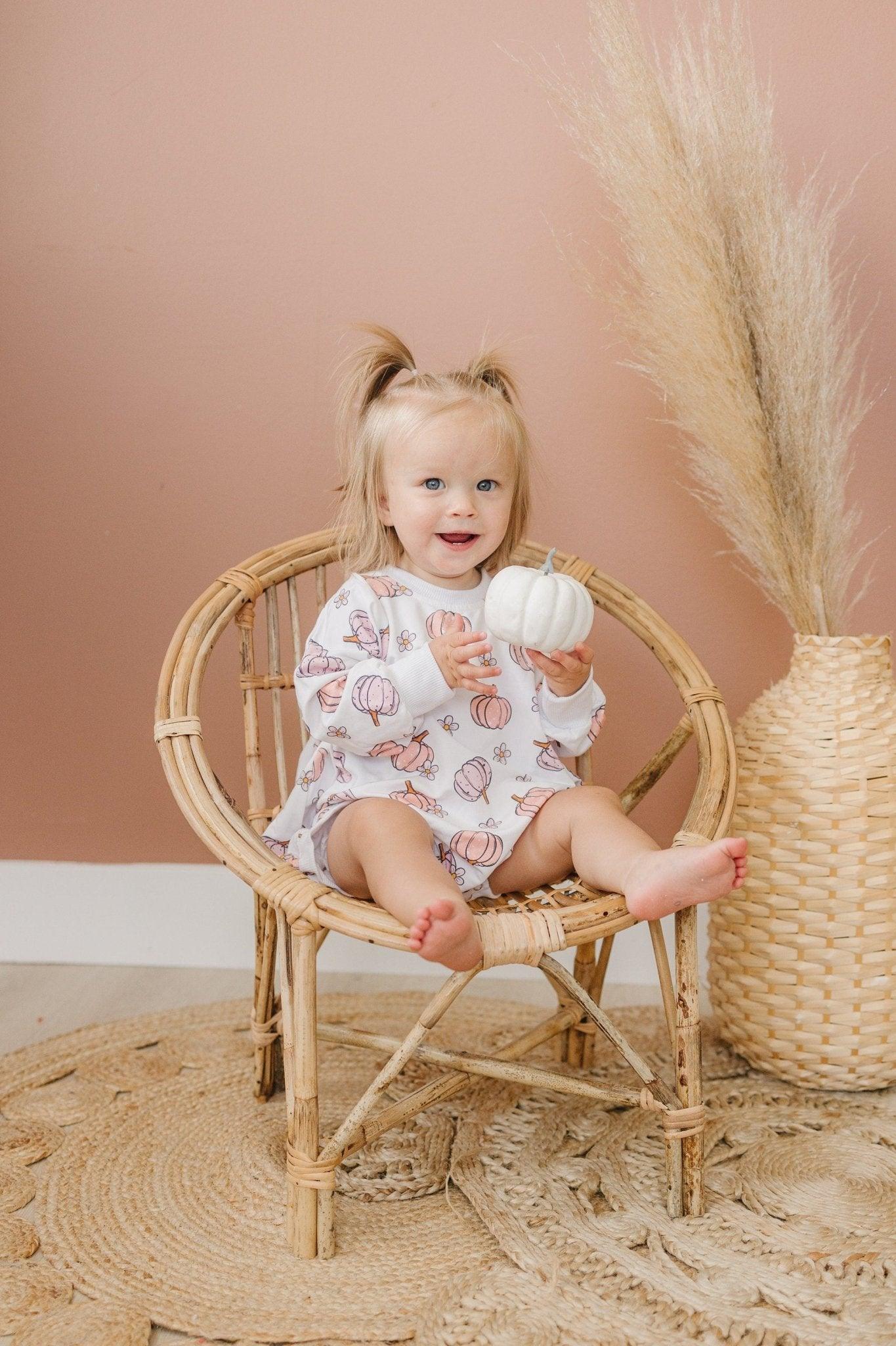 Pastel Pumpkins Bamboo Bubble Romper - Little Joy Co.