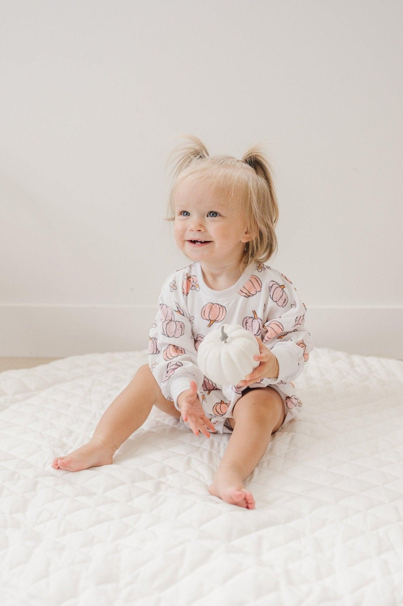 Pastel Pumpkins Bamboo Bubble Romper - Little Joy Co.