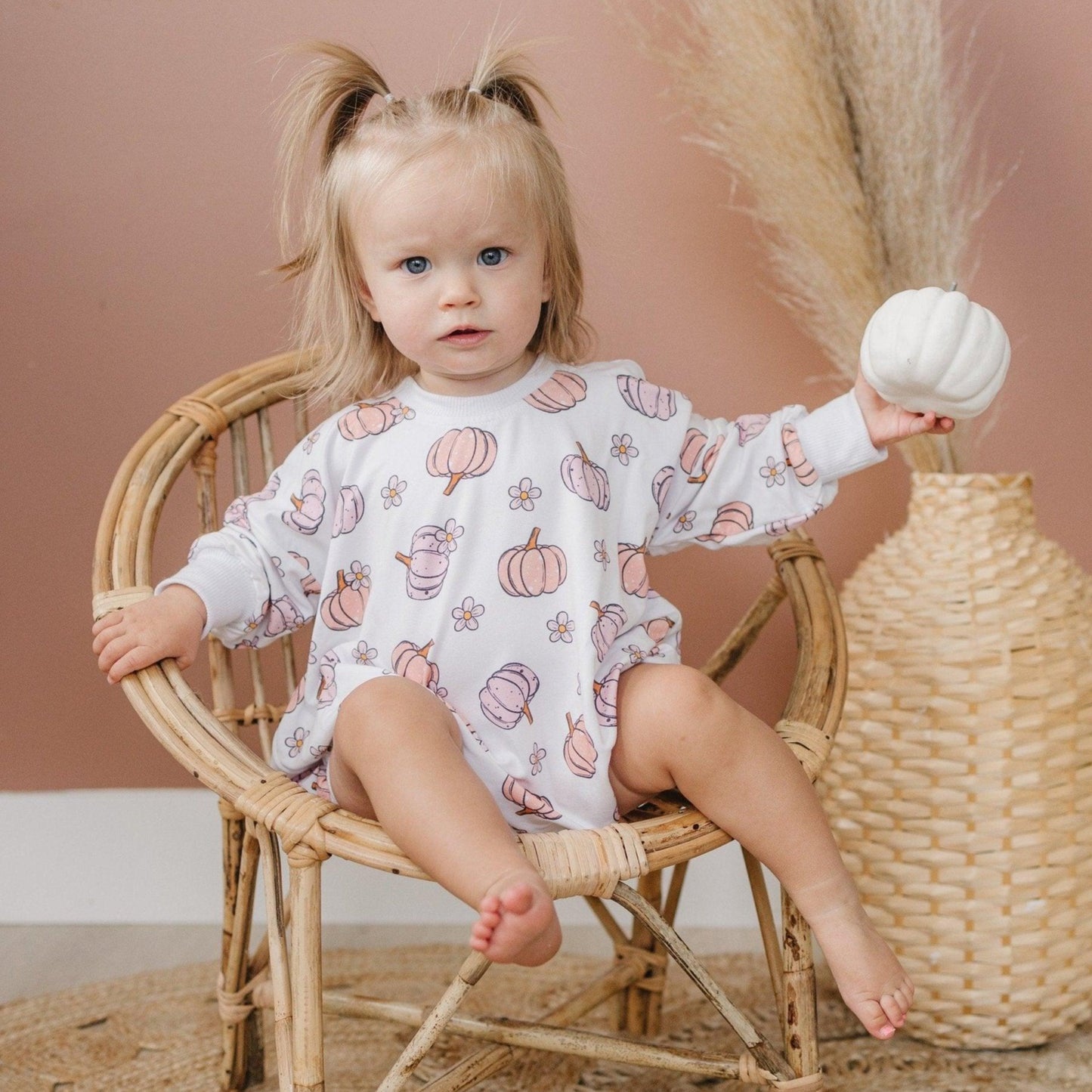 Pastel Pumpkins Bamboo Bubble Romper - Little Joy Co.