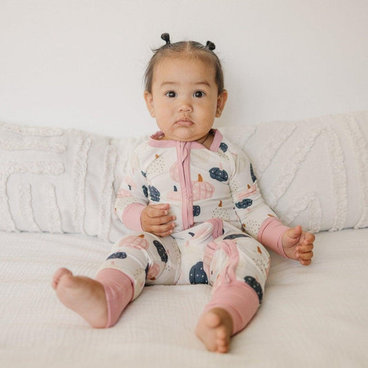 Pretty 'n Pumpkin Bamboo Zippy Romper - Little Joy Co.
