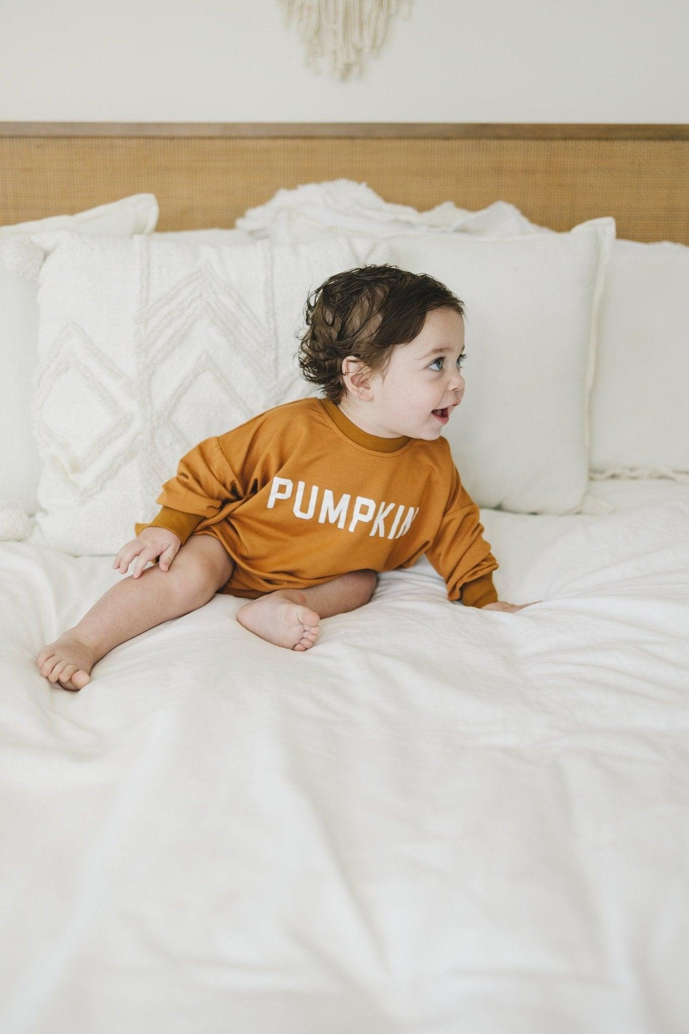 Pumpkin Bamboo Bubble Romper - Little Joy Co.
