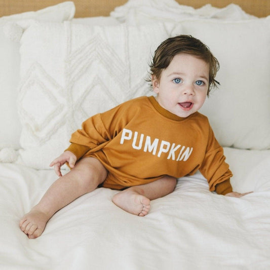 Pumpkin Bamboo Bubble Romper - Little Joy Co.