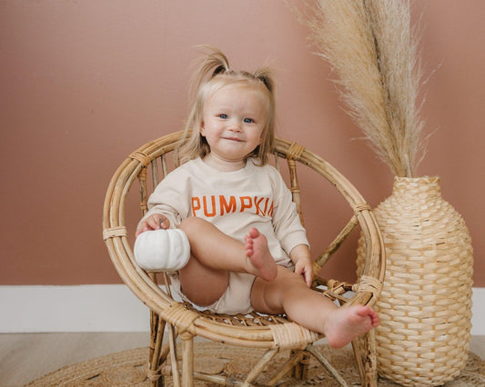 Pumpkin Organic Cotton Sweatshirt Romper - Little Joy Co.