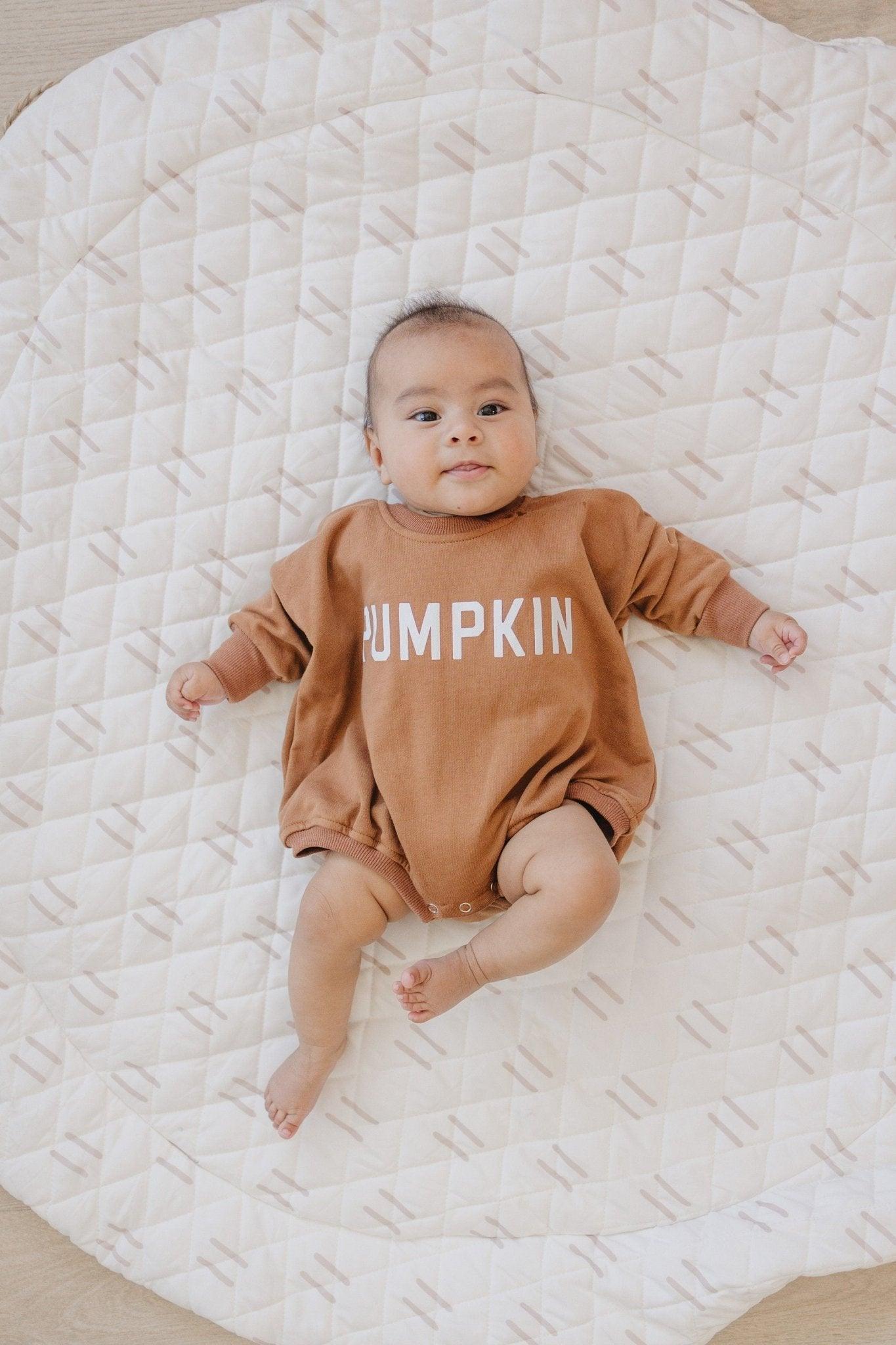 Pumpkin Sweatshirt Romper - Little Joy Co.