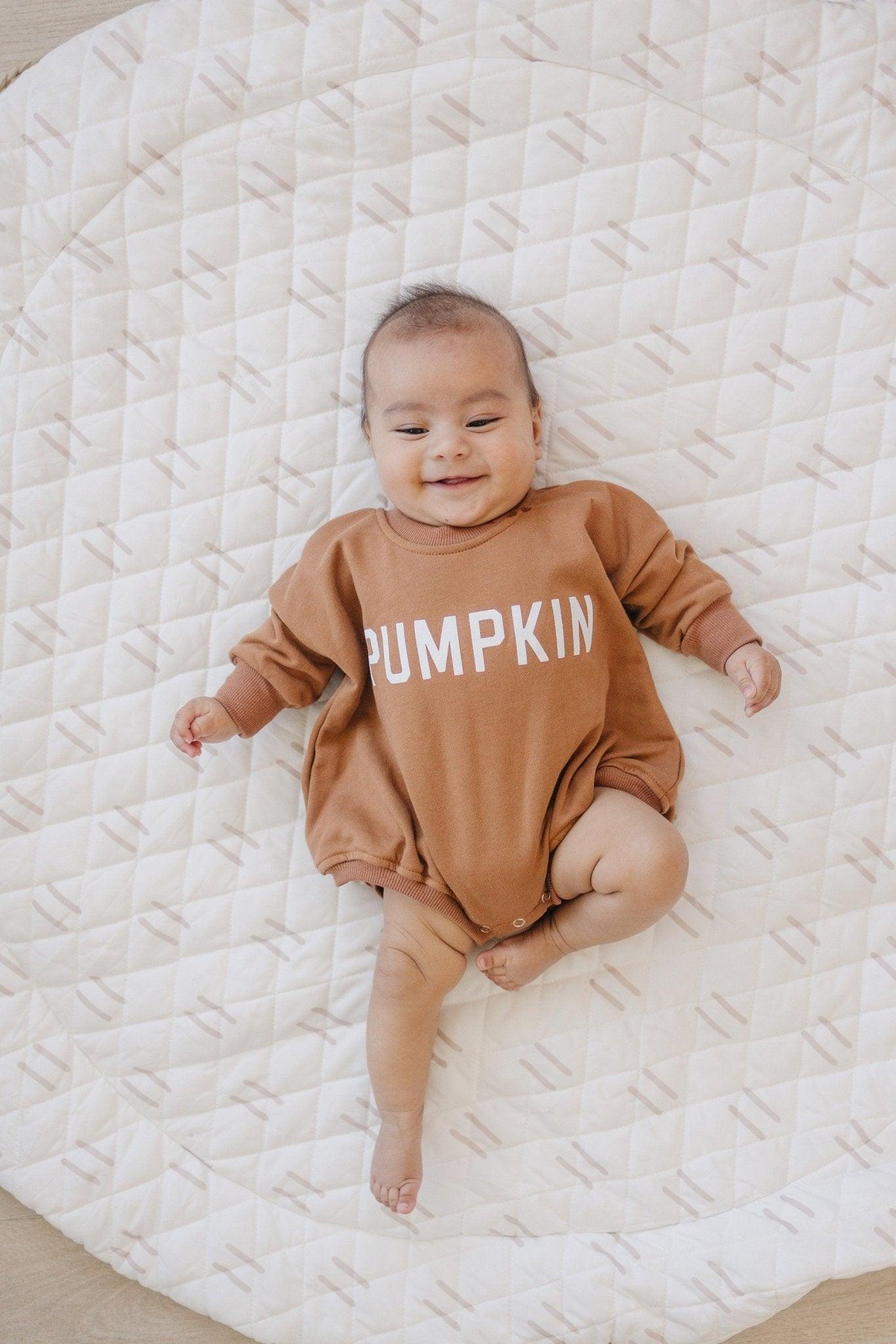 Pumpkin Sweatshirt Romper - Little Joy Co.